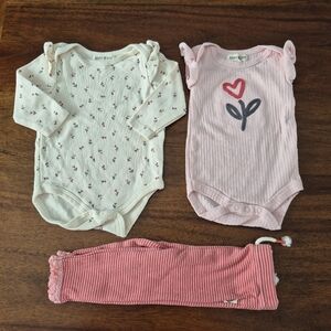 Rabbit + Bear Organics Girls Floral Heart Outfit Size 3-6M